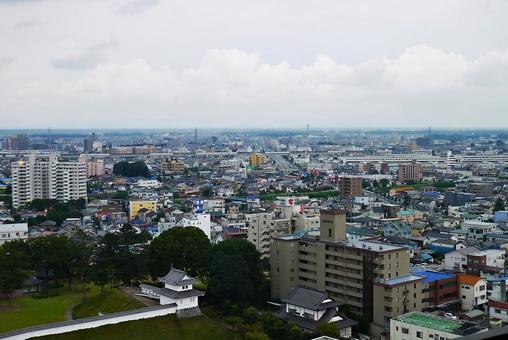 宇都宮市役所から望む市街地風景 市街地,宇都宮市,宇都宮城址公園の写真素材