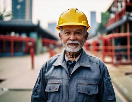 A veteran who is still active and working on construction sites, senior citizens, work, a worker, JPG