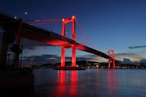 Wakato Bridge at night (illuminated), JPG Wakato Bridge at night (illuminated), JPG