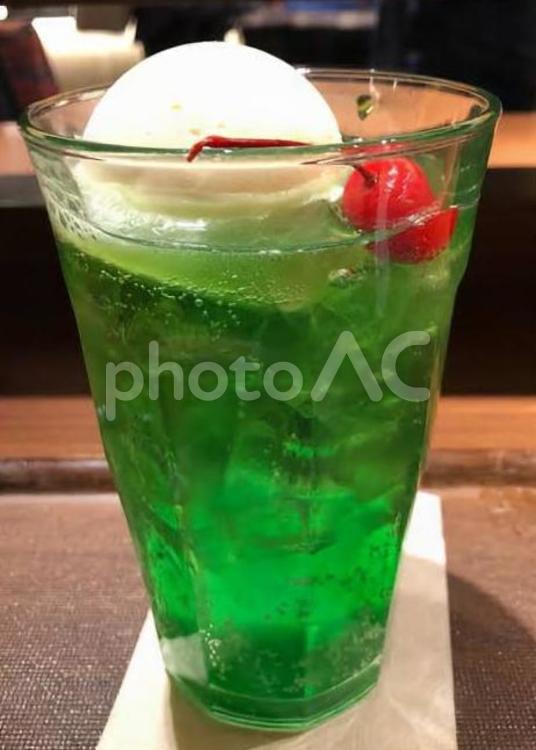 クリームソーダ 冷たいです,アイス,冷たいの写真素材