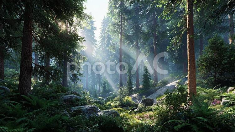 森の小道、緑の光景 森,森林,緑の写真素材