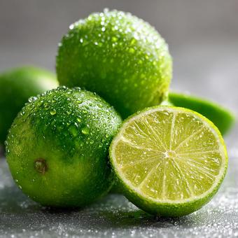 ヘルシーなイメージの、水滴が滴るライム ヘルシーなイメージの、水滴が滴るライムの写真