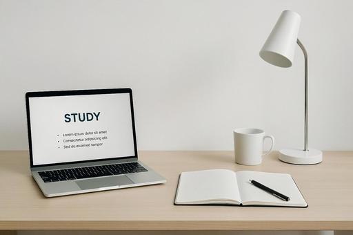 オンライン学習用のシンプルなデスク オンライン学習用のシンプルなデスクの写真