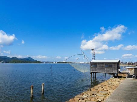 Photo, four-handed net, four hands net, cabin, 