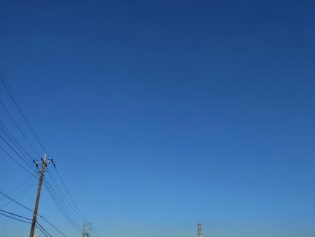 青空と電線 青空と電線の写真