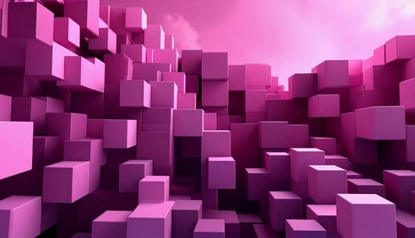 ピンク色のキューブのボクセルアート背景 ピンク色のキューブのボクセルアート背景の写真