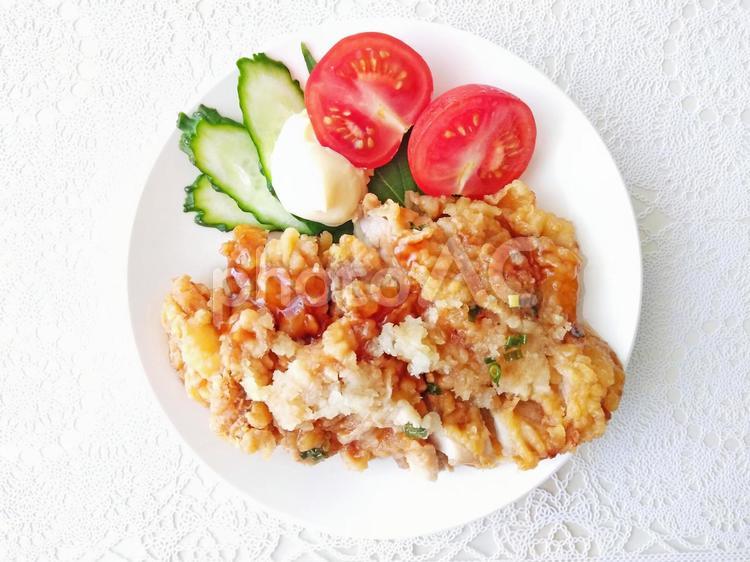 おろしチキン　上から見た画 大根おろし,チキン,鶏肉の写真素材