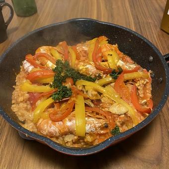 パエリア フード,夕食,ごはんの写真素材