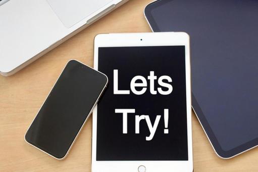 タブレットとスマホ LetsTry! タブレットとスマホ LetsTry! レッツトライ,try,トライの写真素材
