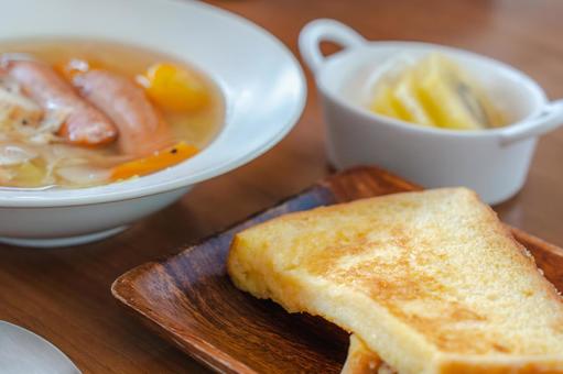 French toast and sausage soup breakfast, JPG