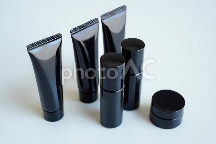 黒い化粧品のサンプル　モックアップ メイクアップ,サンプル,メイクの写真素材