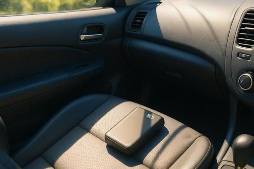 車内放置したモバイルバッテリー 車内放置したモバイルバッテリーの写真