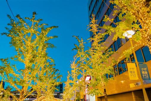 【佐賀】佐賀駅の周辺　イルミネーション 佐賀駅,佐賀,駅前の写真素材