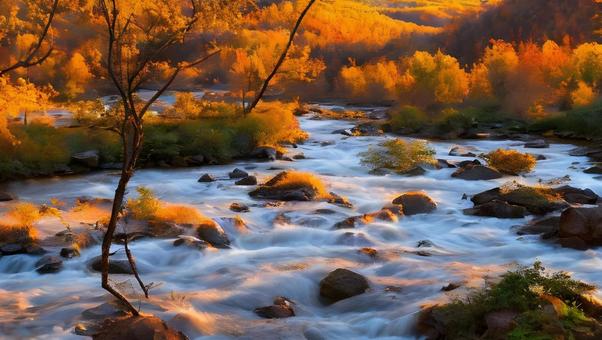 beautiful autumn sunrise, JPG beautiful autumn sunrise, autumn, chuan, nostalgic, JPG