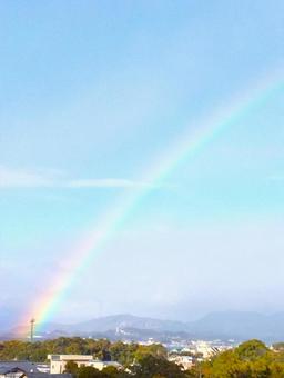 雨上がりの虹の写真