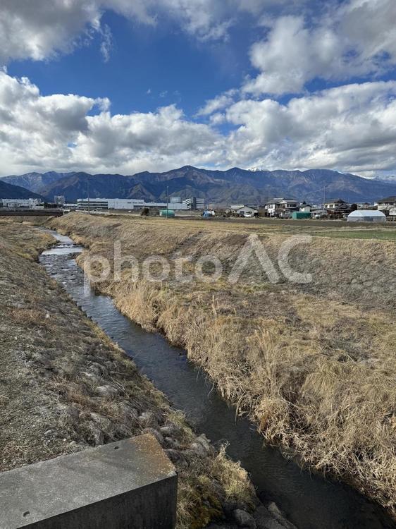 長野県松本市　三間沢川 三間沢川,冬,川の写真素材