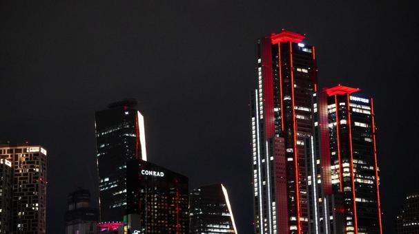 ソウル_夜景 ソウル_夜景 ビル,夜景,韓国の写真素材