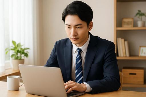 企業研究中の就活生 企業研究中の就活生の写真