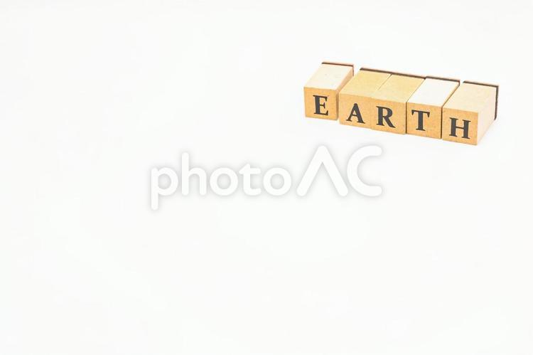 木のブロックの英単語　EARTH earth,ブロック,木ブロックの写真素材
