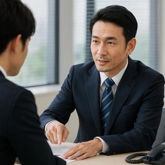 部下を指導する中堅社員ビジネスマン 部下を指導する中堅社員ビジネスマンの写真