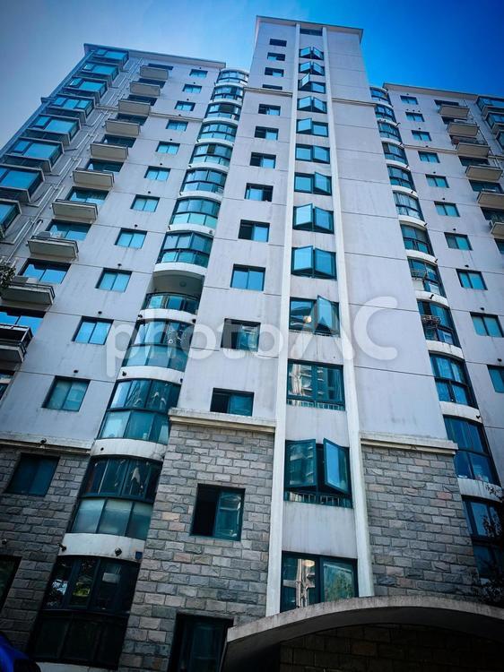 青空の下にそびえる都市型マンションの外観 マンション,建物,高層住宅の写真素材