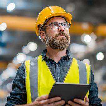 タブレットでデータを確認する専門家 タブレットでデータを確認する専門家の写真