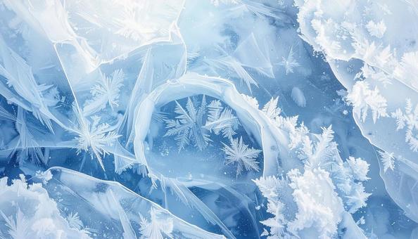 氷の中に閉じ込められた雪の結晶 氷の中に閉じ込められた雪の結晶の写真