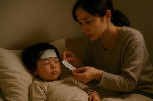 冷却シートで看病 冷却シートで看病の写真