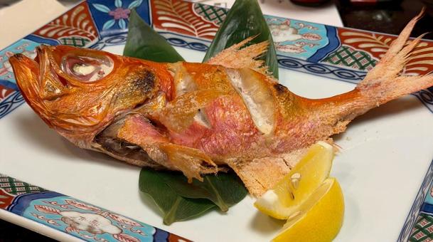 金目鯛 食べ物,焼き物,塩焼きの写真素材
