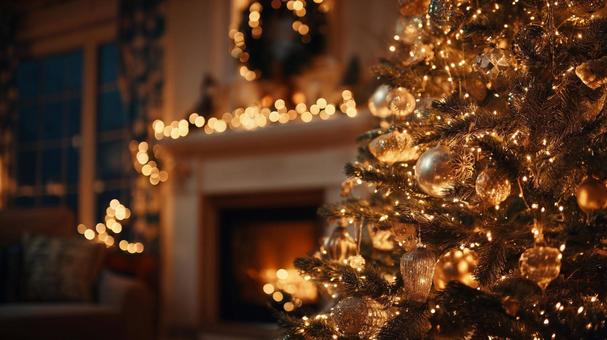 光に包まれたクリスマスツリー 光に包まれたクリスマスツリーの写真