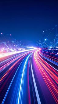 スピード感ある高速道路のサイバー素材の写真