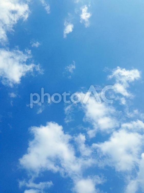 爽やかな青空と雲　縦 空,青空,雲の写真素材