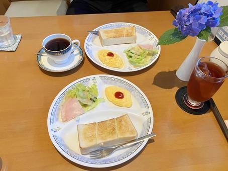 カフェのモーニングセット カフェのモーニングセット カフェ,喫茶店,モーニングの写真素材