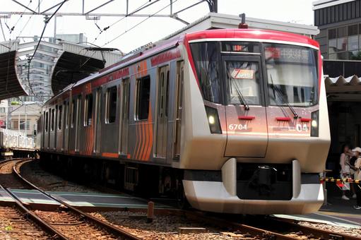 Photo, tokyu 6000 series, oimurimachi line, curving, 