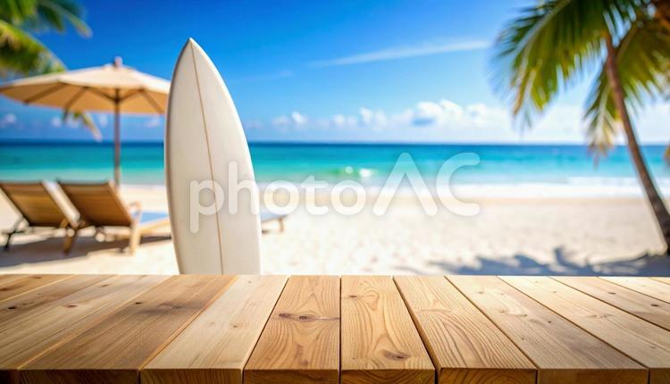 砂浜にサーフボードを置く サーフ,海,夏の写真素材