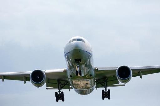 着陸態勢｜ANA機｜正面｜縦 飛行機,着陸,anaの写真素材