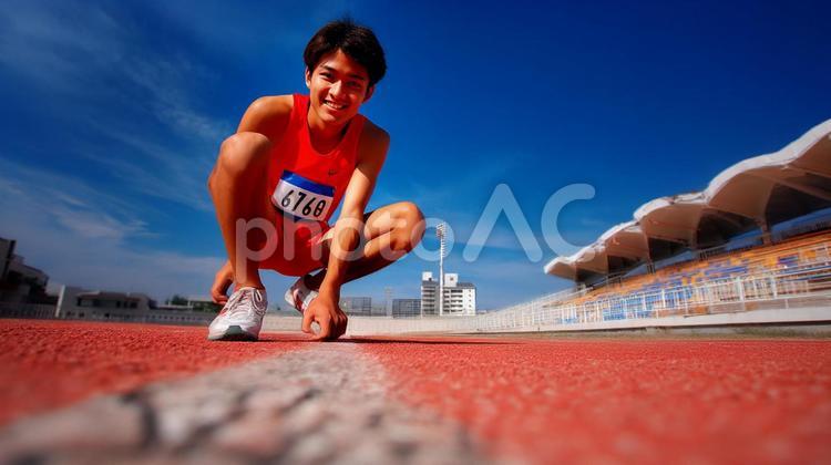 陸上競技を楽しむ若い男性8 陸上競技,短距離,長距離の写真素材
