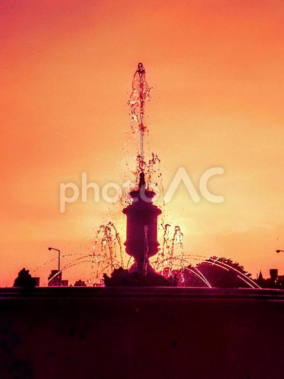 半世紀前の記録　No3 噴水,公園,夕暮れの写真素材