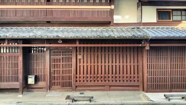京都 町家 京都,町家,格子戸の写真素材