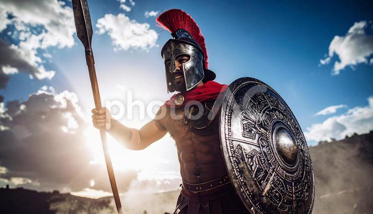スパルタの戦士のイメージ スパルタ,戦士,槍の写真素材