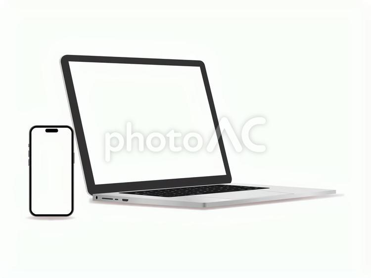 PSD画面くりぬき　ノートパソコンスマホ ノートパソコン,パソコン,スマホの写真素材