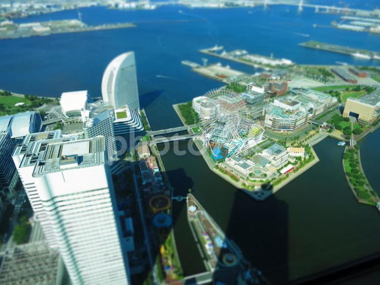 ランドマークタワーから東の風景 横浜,桜木町,みなとみらいの写真素材