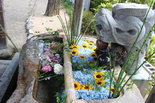 藤田神社の花手水 藤田神社の花手水の写真