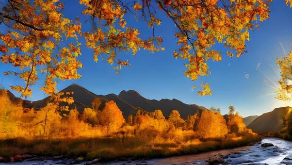 beautiful autumn sunrise, JPG beautiful autumn sunrise, autumn, chuan, nostalgic, JPG