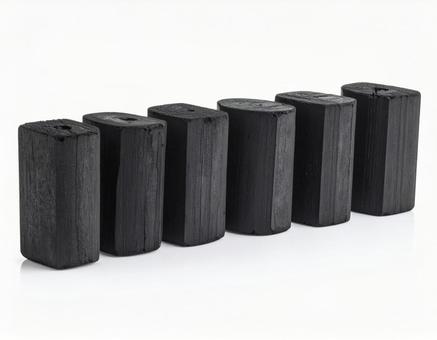 並べられた炭の質感の写真