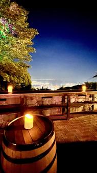 キャンドルナイト 夕暮れ,日落ち,オレンジの写真素材