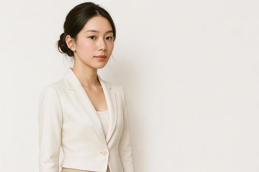 白ジャケットを着た若い女性 白ジャケットを着た若い女性の写真