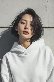 ボブヘアモデル　ポートレート　ヘアサロンの写真