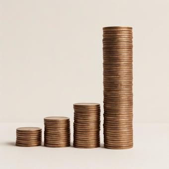 積み重なる硬貨の成長 積み重なる硬貨の成長の写真
