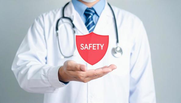 安全な医療 SAFETYと書かれた聴診器 安全な医療 SAFETYと書かれた聴診器の写真